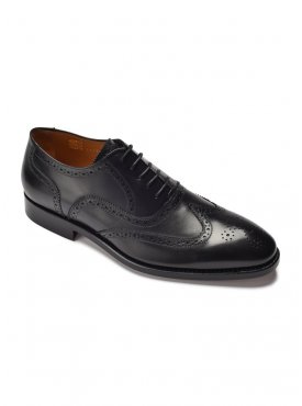 Eleganckie czarne skórzane buty męskie typu brogue