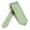 Elegancki zielony krawat jedwabny Van Thorn w mały biały wzór paisley