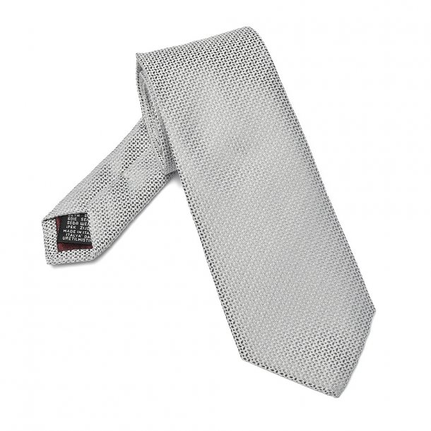 Szary jedwabny krawat Van Thorn w stalowy drobny wzór