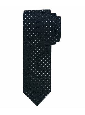 Czarny krawat jedwabny w białe kropki Profuomo