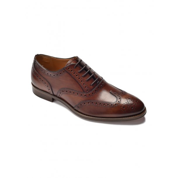 Eleganckie brązowe skórzane buty męskie typu brogue VAN THORN