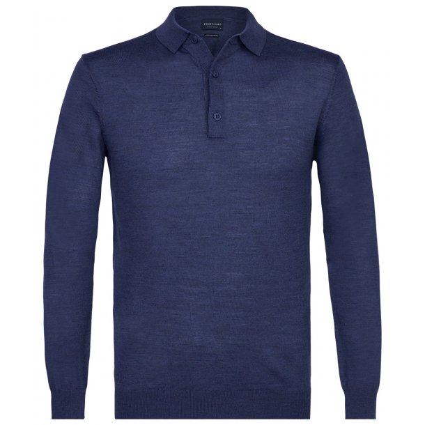 Elegancki niebieski sweter polo z długimi rękawami 