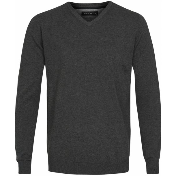 Antracytowy sweter / pulower v-neck z bawełny 