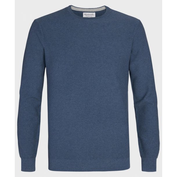 Niebieski sweter / pulower o-neck z bawełny 