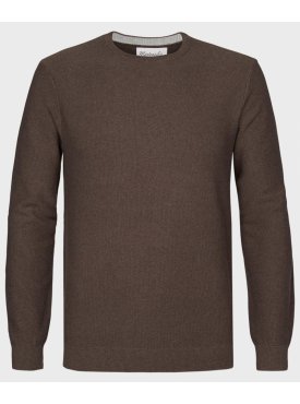 Brązowy sweter  /  pulower o-neck z bawełny 