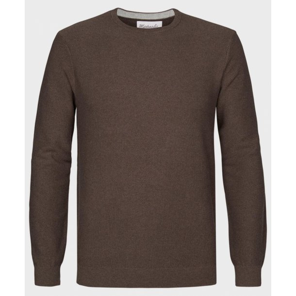 Brązowy sweter / pulower o-neck z bawełny 