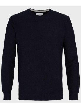 Granatowy sweter  /  pulower o-neck z bawełny 