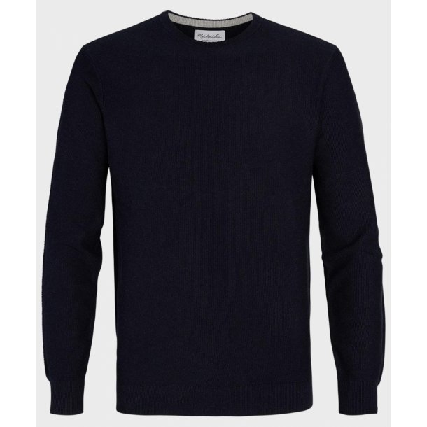 Granatowy sweter / pulower o-neck z bawełny 