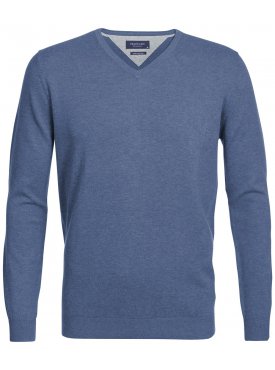 Niebieski sweter  /  pulower V-neck z bawełny PIMA 