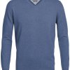 Niebieski sweter / pulower V-neck z bawełny PIMA 
