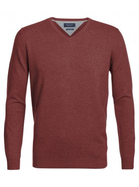 Rdzawy sweter / pulower V-neck z bawełny PIMA 