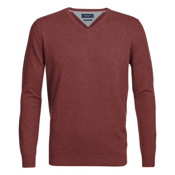 Rdzawy sweter / pulower V-neck z bawełny PIMA 