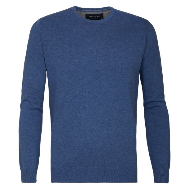 Niebieski sweter / pulower o-neck z bawełny PIMA 