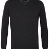 Grafitowy sweter / pulower V-neck z bawełny PIMA 