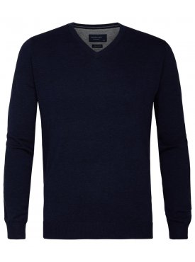 Granatowy sweter / pulower V-neck z bawełny PIMA 