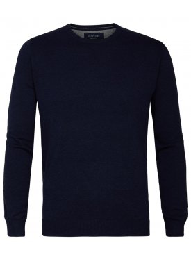 Granatowy sweter / pulower o-neck z bawełny PIMA 