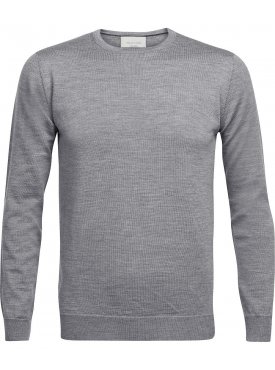 Sweter  /  pulower O-neck z wełny z merynosów szary melanż