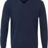 Sweter / pulower v-neck z wełny z merynosów w kolorze jeansu