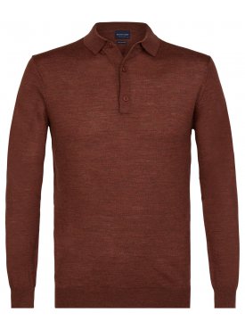 Elegancki sweter polo z długimi rękawami w kolorze rdzawym