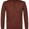 Elegancki sweter polo z długimi rękawami w kolorze rdzawym