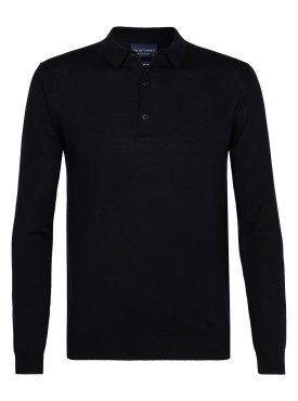 Elegancki czarny sweter polo z długimi rękawami 