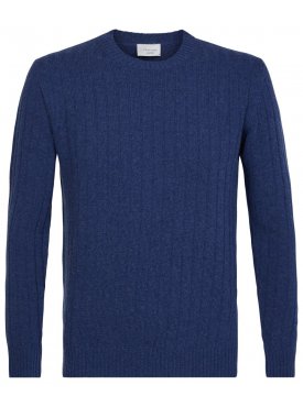 Elegancki niebieski sweter w prążek 