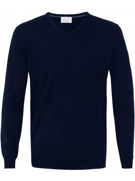 Sweter / pulower v-neck z wełny z merynosów granatowy