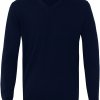 Sweter / pulower v-neck z wełny z merynosów granatowy