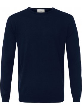 Sweter  /  pulower O-neck z wełny z merynosów granatowy