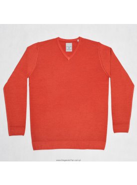  Sweter / pulower v-neck z wełny z merynosów czerwony