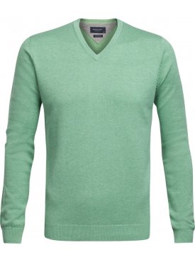 Zielony sweter w serek  Profuomo z bawełny Pima