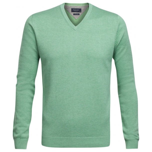 Zielony sweter w serek  Profuomo z bawełny Pima