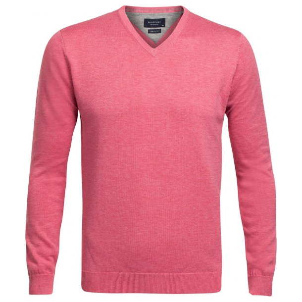 Różowy sweter w serek  Profuomo z bawełny Pima