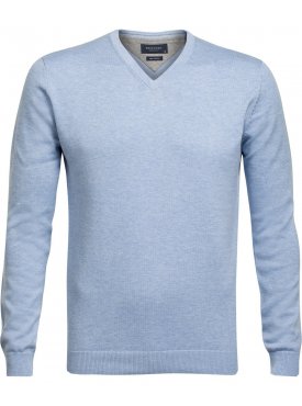 Błękitny sweter w serek  Profuomo z bawełny Pima
