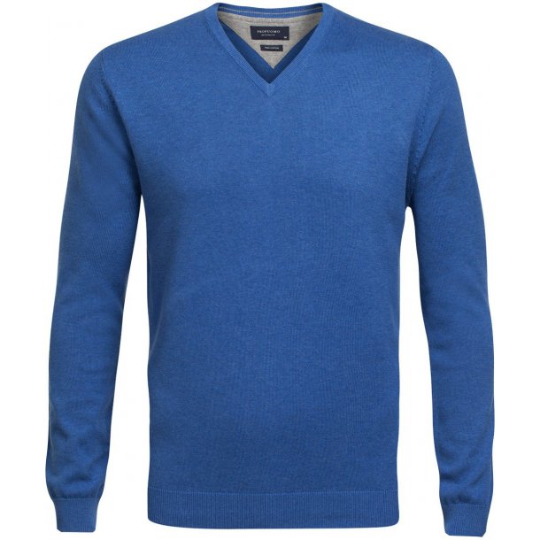 Niebieski sweter w serek  Profuomo z bawełny Pima