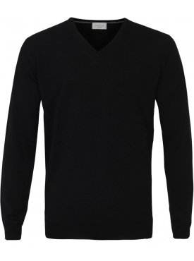 Sweter  /  pulower v-neck z wełny z merynosów czarny