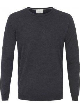 Sweter  /  pulower O-neck z wełny z merynosów grafitowy