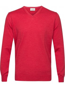 Sweter  /  pulower v-neck z wełny z merynosów fuksjowy