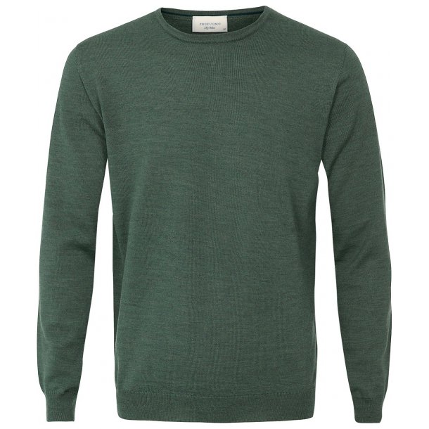 Sweter / pulower o-neck z wełny z merynosów zielony