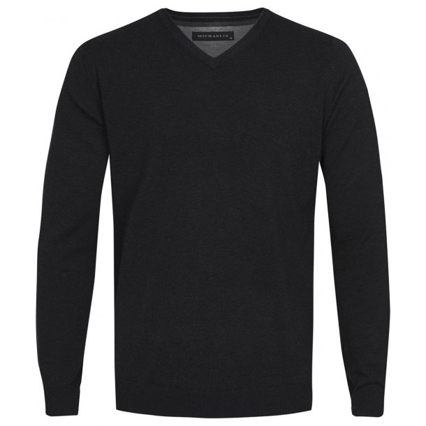 Czarny sweter / pulower v-neck z bawełny 