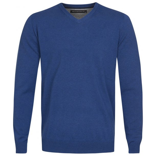 Niebieski sweter / pulower v-neck z bawełny 