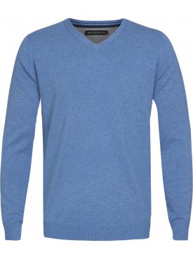 Błękitny sweter  /  pulower v-neck z bawełny 