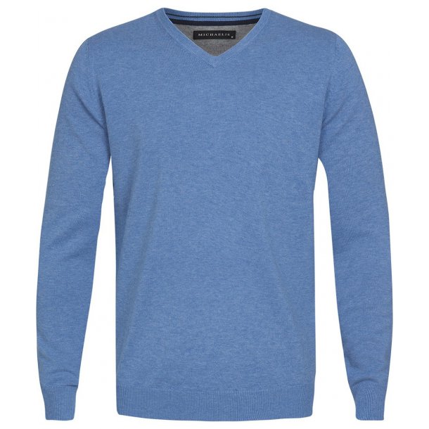 Błękitny sweter / pulower v-neck z bawełny 