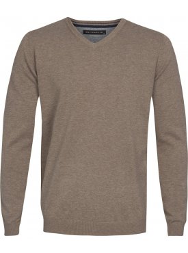 Beżowy sweter  /  pulower v-neck z bawełny 