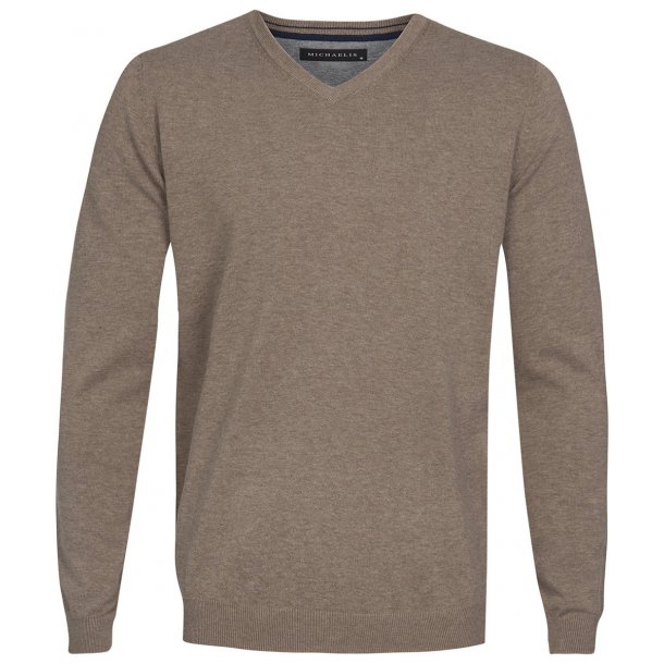 Beżowy sweter / pulower v-neck z bawełny 