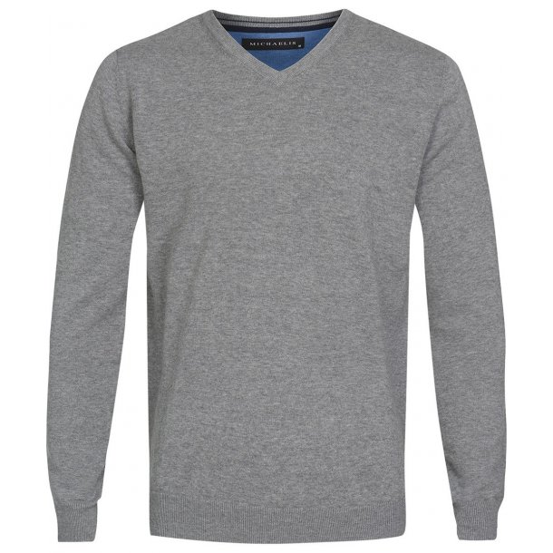 Szary sweter / pulower v-neck z bawełny 