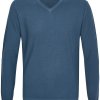 Niebieski sweter Profuomo Sky Blue z wełny pique z dekoltem typu V - rozmiar M