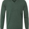 Sweter / pulower v-neck z wełny z merynosów zielony