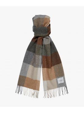 Ciepły koniakowy szal z jagnięcej wełny Profuomo w kratę
