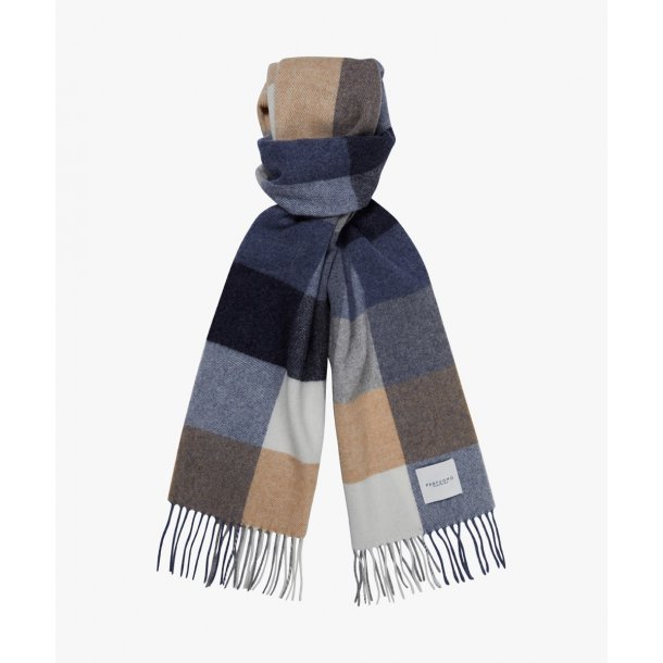 Ciepły niebieski szal z jagnięcej wełny Profuomo w kratę